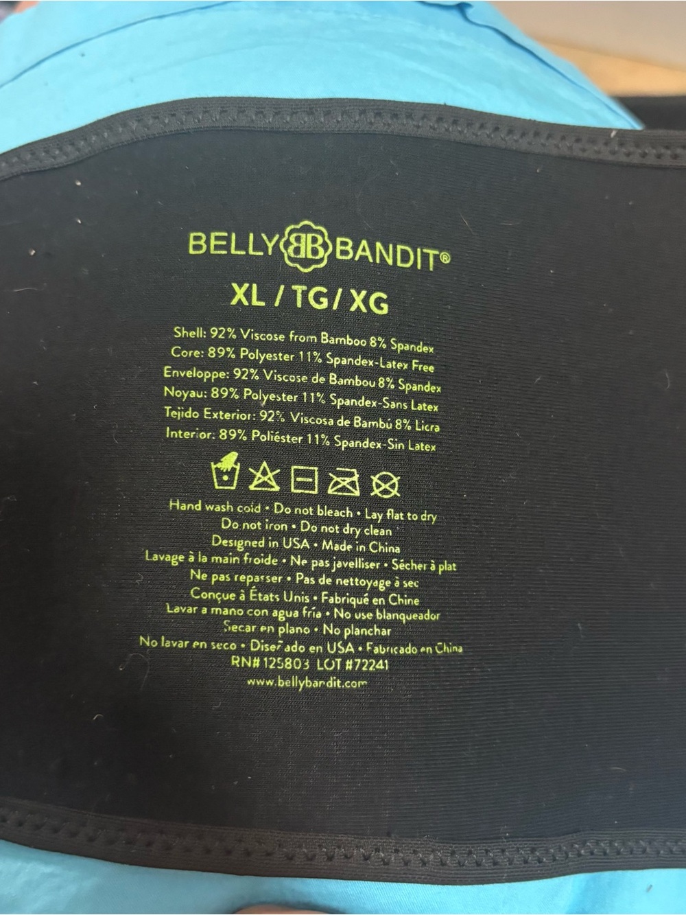 Belly Bandit Black Postpartum Support Band with Neon Yellow Logo - XL